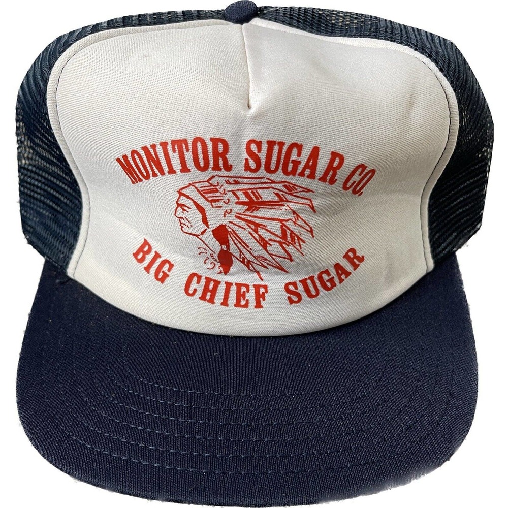 Vintage Monitor Sugar Co Big Chief Trucker Mesh USA Made Snapback Hat VTG